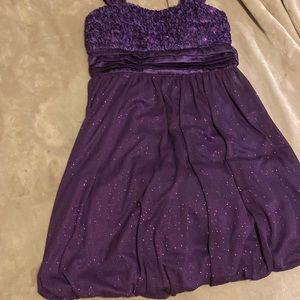 Size junior 14 sparkly dress with a tucked bottom and lace pattern top